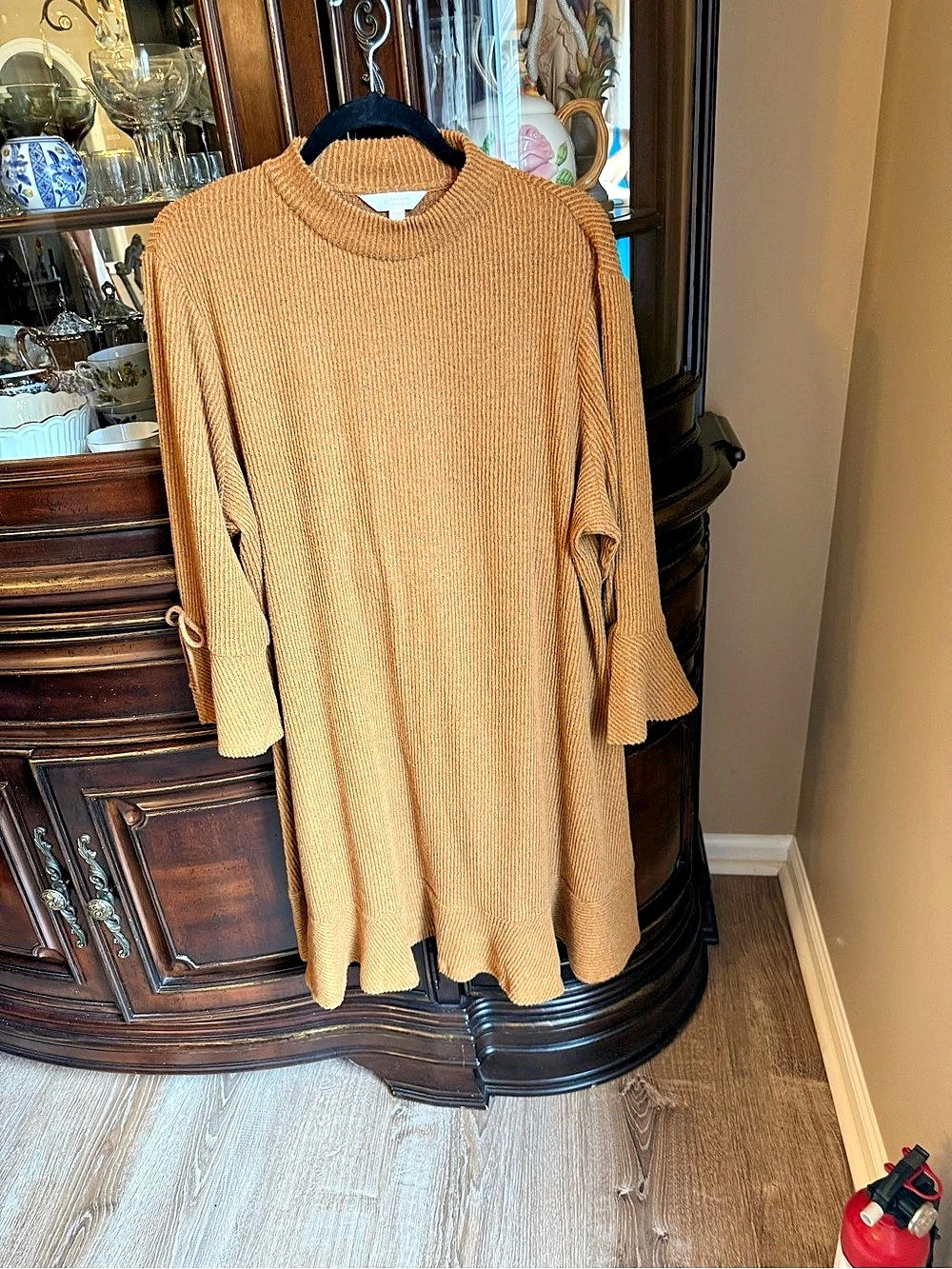 Mustard color Ribbed Knit Sweater Dress Like New